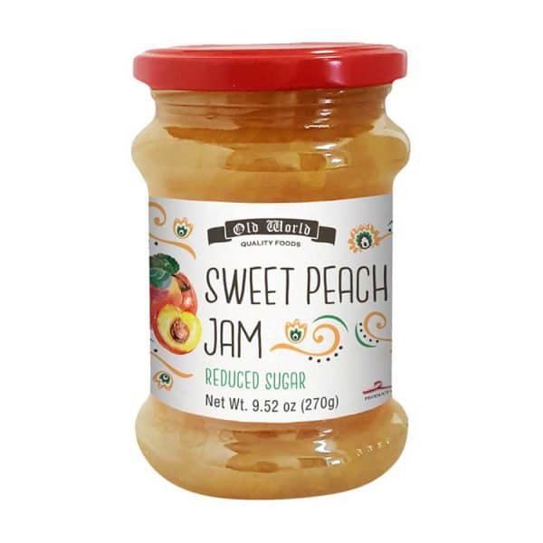 Old World Sweet Peach Fruit Jam 9.52 oz Jar, Case of 6